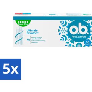 o.b. Tampons - ProComfort Super Plus - Voor Extra Bescherming & Comfort - 16 Tampons - Bulkverpakking - 5 stuks
