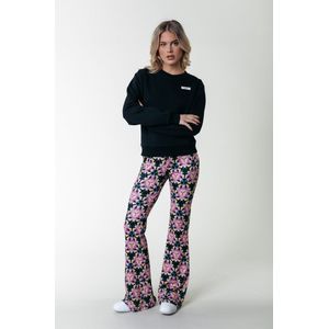 Colourful Rebel Graphic Flower Peached Extra Flare Pants - XS