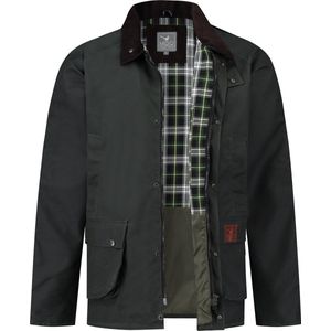 MGO Heren Wax Jacket Boris - Waterafstotende zomer outdoor jas - Olijfgroen - Maat M