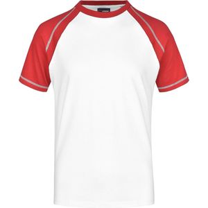Heren t-shirt wit/rood M