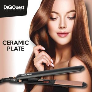 Dunne Stijltang Roodgoud Zwart Keramische Plaat Ideaal Voor Op Reis - Aan-Uit Knop - 18m Kabel - Temperatuur 200 Graden