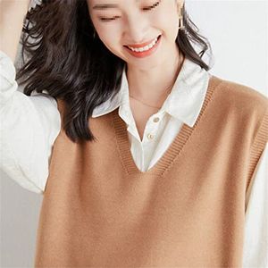 Dames Trui Vest Herfst Winter Mouwloos Kasjmier V-hals Losse Gebreide Tops Pullover Vest