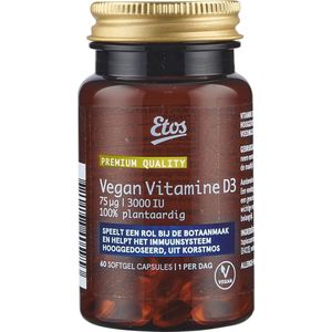 Etos Vitamine D3 75ug - Vegan - 3000 IU - Premium - 60 stuks