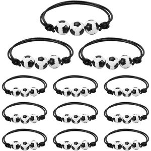 Armbanden voor kinderen en jongeren | Gevlochten armbanden met voetbalkralen (12 stuks) 1CM Siliconen | Heren