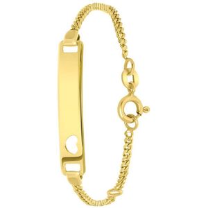 Lucardi Meisjes Armbandje met hanger met plating - Hart - Cadeau - Echt Zilver - Goudkleurig