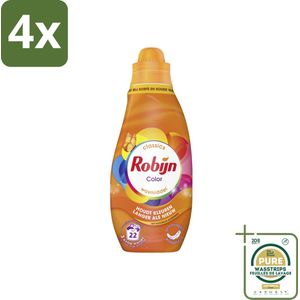 Robijn – Vloeibaar Wasmiddel – Klein & Krachtig Classics Color - 665 ml - Voordeelverpakking - 4 stuks - Kleurserum - Wasmiddel kleur