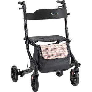 MultiMotion Ease lichtgewicht rollator met skai leren tas - Semi-soft PU banden, gevoerde zitting en comfort handvatten