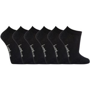 Bamboe sneakersokken 43-46 | bamboe enkelsokken | Verstevigde hak en teen | Kleur: Zwart | 6 paar voordeelbundel
