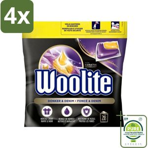 Woolite Dark - Wasmiddelcapsules - Met Keratine - Donkere & Denim Was - 28 Wasbeurten - Voordeelverpakking - 4 stuks - Wasmiddel capsules - Donkere kleding