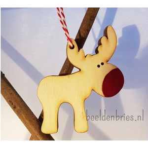Houten rendieren hanger van hout - Foute kerstbal -  Schattige rendier - Geschenkwaardige kerstballen