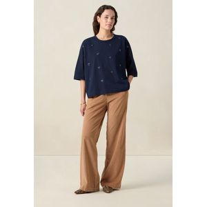 Sissy-Boy - Donkerblauw T-shirt - Oversized - Korte Mouwen - Kralen