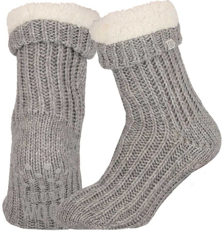 Wollen Huissokken - Grijs Melange - Unisex - Antislip