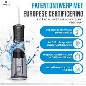 Lexino Waterflosser Monddouche – Draadloze Mondirrigator – Sterke Waterdruk – 3 Standen – Tandsteen Verwijderaar – 300ml – Oplaadbaar