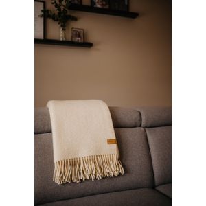 Wollen deken / plaid - Pure Wool Love - 100% wol - Natuurlijk off white - wit - 130x180 cm