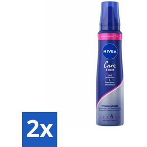 2 x NIVEA - Stylingschuim - Verzorging & Stevigheid - Hittebescherming - 150 ml - Styling Mousse - Haarverzorging - Langdurige Fixatie - Hittebescherming - Haarversterking