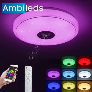 LED Smart plafondlamp met bluetooth speaker - Ø 30cm - 60W en 125 lumen - Met app en afstandsbediening - RGB 16 miljoen kleuren - Met nachtlamp en wekkerfunctie - Lamp kinderkamer - Lichtsterkte instelbaar