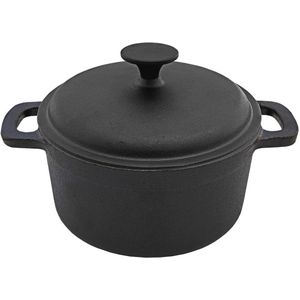 Gietijzeren pan met deksel 20 cm - Grillpan, Kookpan, Stoofpan, Braadpan