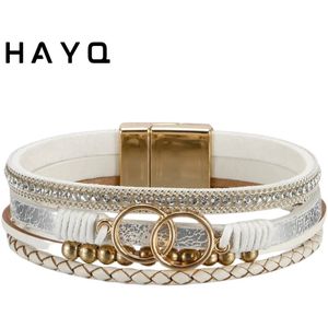 Leren Armband met Magneetsluiting Valentijn Cadeau - Dames Armband - Wit