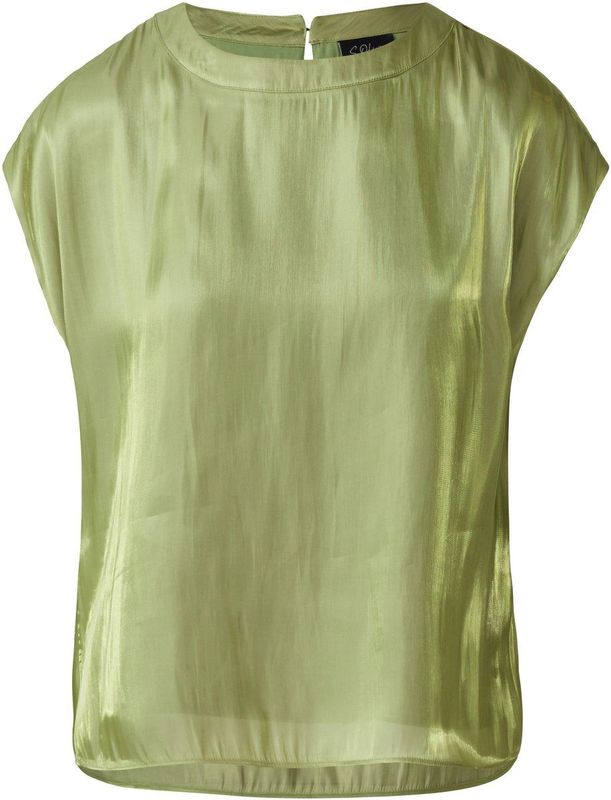 Blouse - Glanzende Viscose - Loshangende Schouders - Getailleerd Model