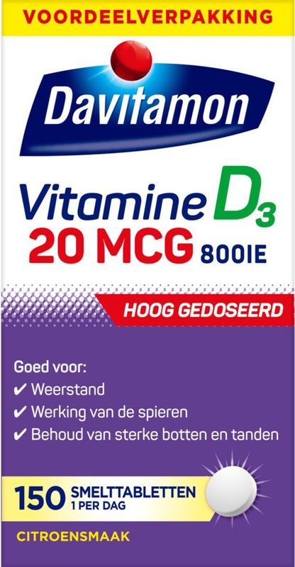Davitamon - Vitamine D3 - Smelttabletten - 20 mcg - 150 stuks
