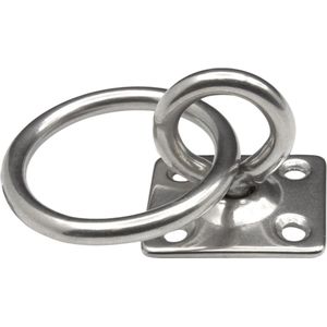 Oogplaat vierkant 35x35 met ring Rvs 304