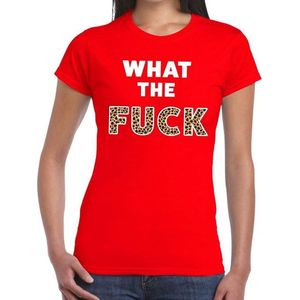 What the Fuck tijgerprint tekst t-shirt rood dames - dames shirt What the Fuck tijgerprint XL