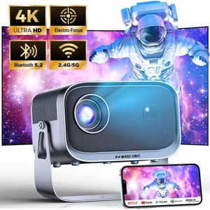 Draagbare Beamer - 4K - Smart - Bluetooth 5.0 - Wifi 6 - Android 11 - Mini Projector voor Home Cinema