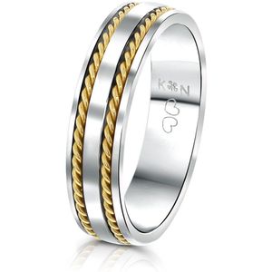 Lucardi Unisex Vriendschapsring Rhodos - Ring - Cadeau - Staal - Zilver- en Goudkleurig