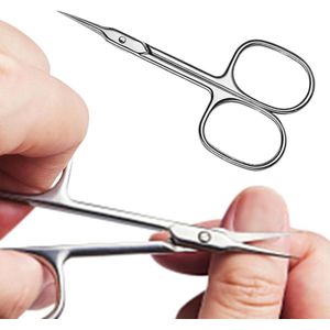 Nagelriemschaar - gebogen punt, huidschaar van roestvrij staal - voor nauwkeurig inkorten van nagelriemen, wenkbrauwen en wimpers