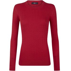 Jimmy Sanders Kabeltrui - Trui Ronde Hals - 100% Katoen Dames Bordeaux - L
