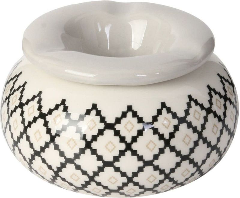 Home Deco Factory - Storm Asbak Classic African - Kunststeen - Wit/Zwart - D10 x H6 cm