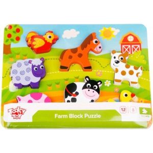 Puzzel Peuter Tooky Toy Vormenpuzzel Boerderij Junior Hout - 7 Stukjes