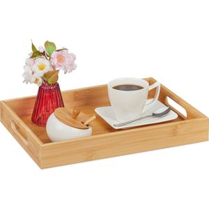 Relaxdays dienblad bamboe - serveerplateau - serveertray - theeblad - ontbijttafeltje