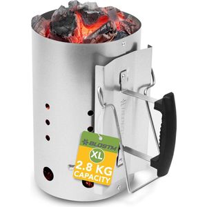 Houtskoolschoorsteenstarter voor Barbecue - Snelle Ontsteking met Veiligheidshandgrepen en Ventilatiegaten