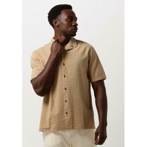 Anerkjendt Akleo S/s Seersucker Shirt Heren - Vrijetijds blouse - Camel - Maat M