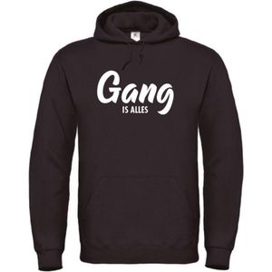 Gang is alles wintersport hoodie zwart L - wit - soBAD. | Foute apres ski outfit | kleding | verkleedkleren | wintersporttruien | wintersport dames en heren