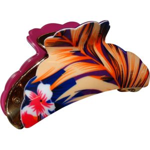 Jessidress® Haarklem met bloemen print Dames Haarkam Stevige Haarclip Haarklemmen - Donker Geel