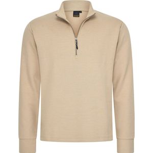 Mario Russo Pique Longsleeve Shirt - Trui Heren - Sweater Heren - Coltrui Heren - L - Beige