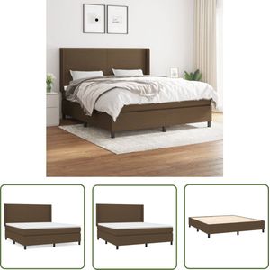The Living Store Boxspring met matras stof donkerbruin 180x200 cm - Boxspringbed - Donkere Bruine Boxspring - Slaapcomfort - Boxspring Frame - Pocketed Spring Mattress