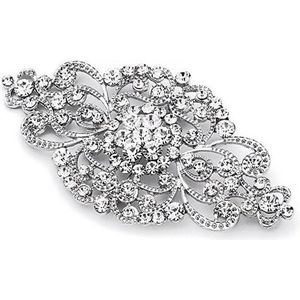 SNQ Broche - Vintage mooie kristallen broche - Decoratieve modebloembroche Bruidsbloemenbandbroche Feestartikelen - Prachtige stijl met wervelende bladcorsage - Geschikt voor vrouwen