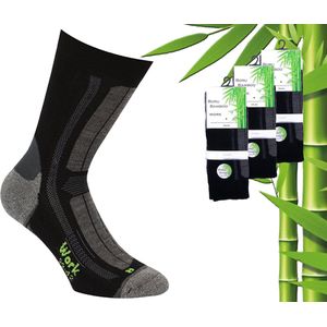 3 Paar Boru Bamboo Werksokken - Bamboe - Zwart - Maat 39-42