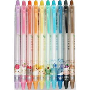 Ainy - Kawaii Uitwisbare Pen set 10 stuks - uitgumbare pennen in diverse kleuren voor balpen etui of pennenzak, ideale balpennen cadeauset voor kinderen en volwassenen (niet geschikt voor legami vulling)