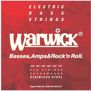 Warwick bas snaren,6er,25-135,rood Stainless Steel - Snarenset voor 5-string basgitaar