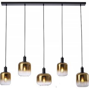 Freelight - Hanglamp Vario 5 lichts L120 cm goud glas zwart