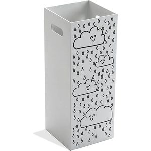 Clouds Paraplubak voor Inkomhal, Slaapkamer of Zaal, Moderne parapluhouder, Afmetingen (H x B x H) 53 x 21 x 21 cm, MDF Hout, Kleur Wit en grijs