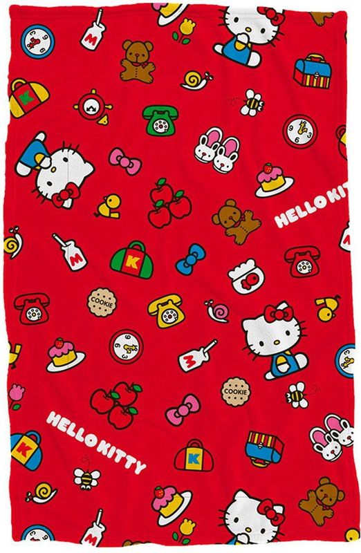 Hello Kitty - Fleece Deken Cookie - Rood - 90 x 140 cm - Polyester