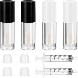 Lege lipgloss tubes - set van 4 - wit en zwart - kunststof en glas
