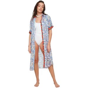 Trendyol Etnisch Patroon Midi Geweven Strand Kimono & Kaftan Tbess20Km0017