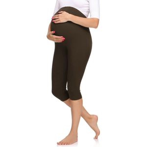 Merry Style Dames Leggings - Zwangerschapskleding - Capri - Viscose - MS-MS10-298-LE - Bruin - S