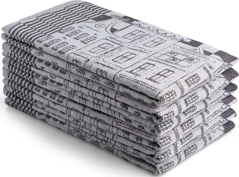 Theedoeken Set - Zwart - 100% Katoen - Set van 6